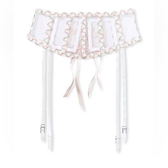 VICTORIA SECRET Dream Angels Secret Garden Floral Garter Belt White Medium/large - Picture 1 of 6